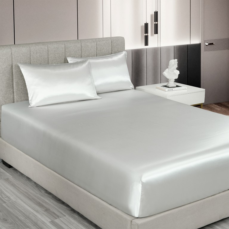 royal comfort satin sheet set 3 piece fitted sheet pillowcase soft king silver