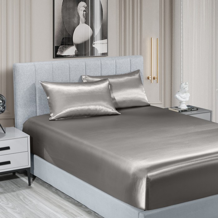 royal comfort satin sheet set 3 piece fitted sheet pillowcase soft king charcoal