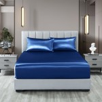 royal comfort satin sheet set 3 piece fitted sheet pillowcase soft king navy blue