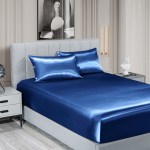 royal comfort satin sheet set 3 piece fitted sheet pillowcase soft king navy blue