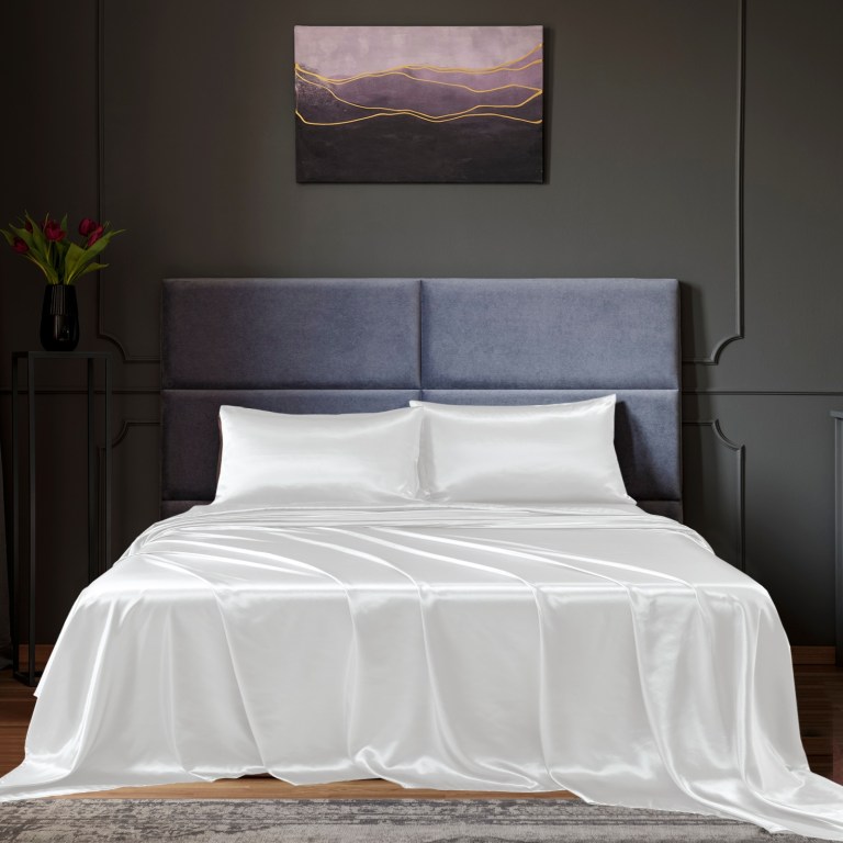 royal comfort satin sheet set 4 piece fitted flat sheet pillowcases king white royal comfort satin sheet set 4 piece fitted flat sheet pillowcases king white