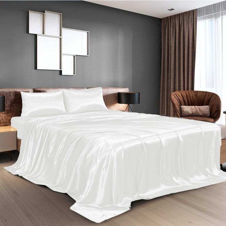 royal comfort satin sheet set 4 piece fitted flat sheet pillowcases king white royal comfort satin sheet set 4 piece fitted flat sheet pillowcases king white