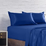 royal comfort satin sheet set 4 piece fitted flat sheet pillowcases king navy blue
