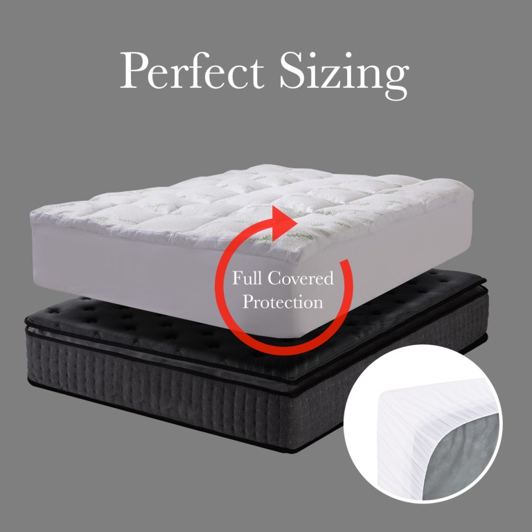 royal comfort 1000gsm luxury bamboo covered mattress topper ball fibre gusset double white