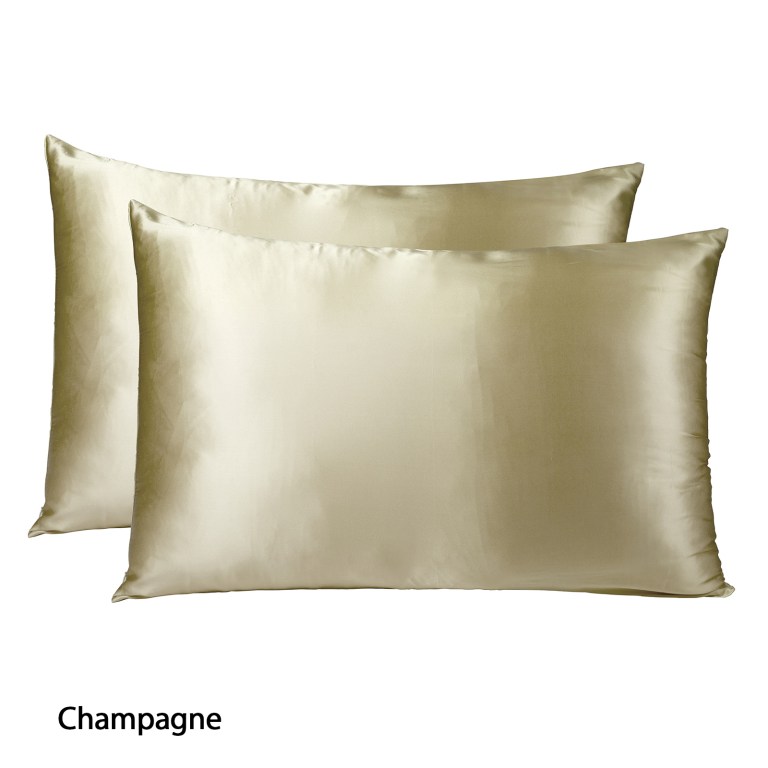 royal comfort mulberry soft silk hypoallergenic pillowcase twin pack 51 x 76cm champagne