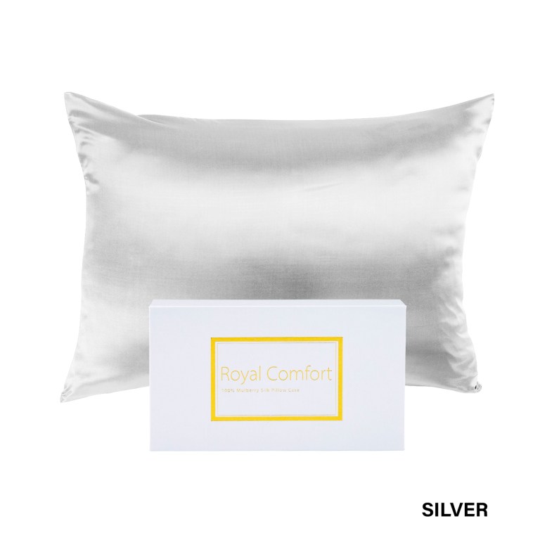 royal comfort pure silk pillow case 100% mulberry silk hypoallergenic pillowcase silver