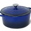 26cm enamelled cast iron french oven casserole (4.7l) blue