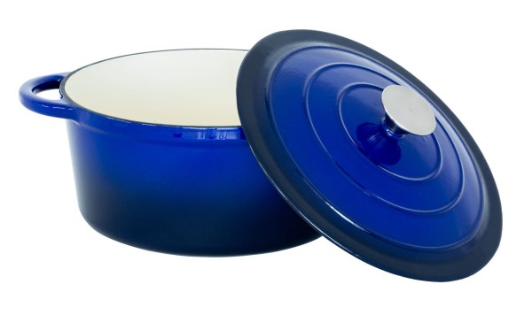 26cm enamelled cast iron french oven casserole (4.7l) blue