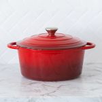 26cm enamelled cast iron french oven casserole (4.7l) red