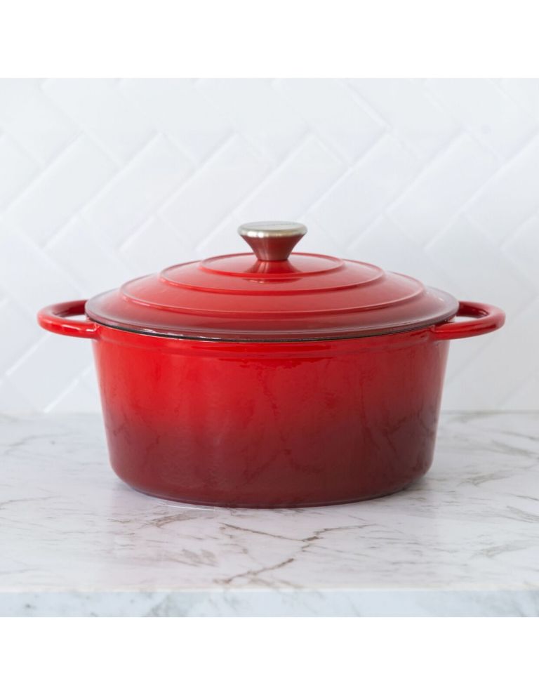 26cm enamelled cast iron french oven casserole (4.7l) red
