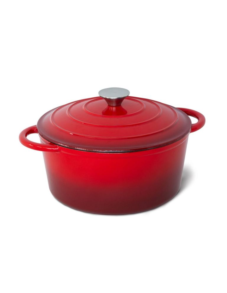 26cm enamelled cast iron french oven casserole (4.7l) red