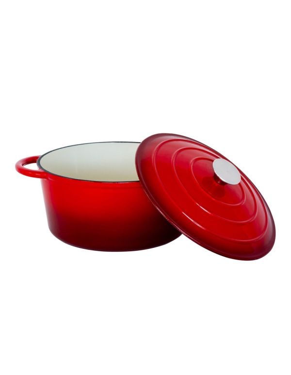 26cm enamelled cast iron french oven casserole (4.7l) red