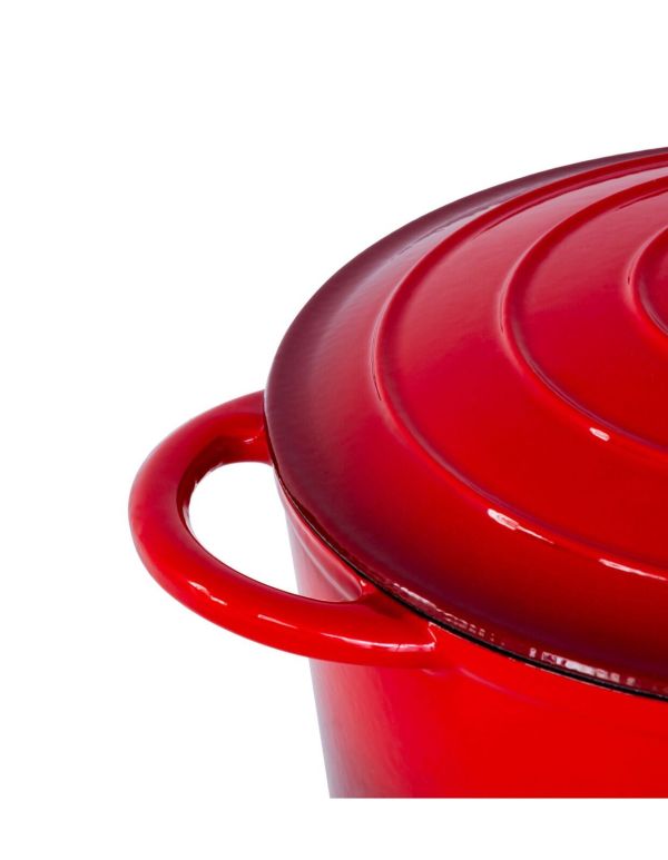 26cm enamelled cast iron french oven casserole (4.7l) red