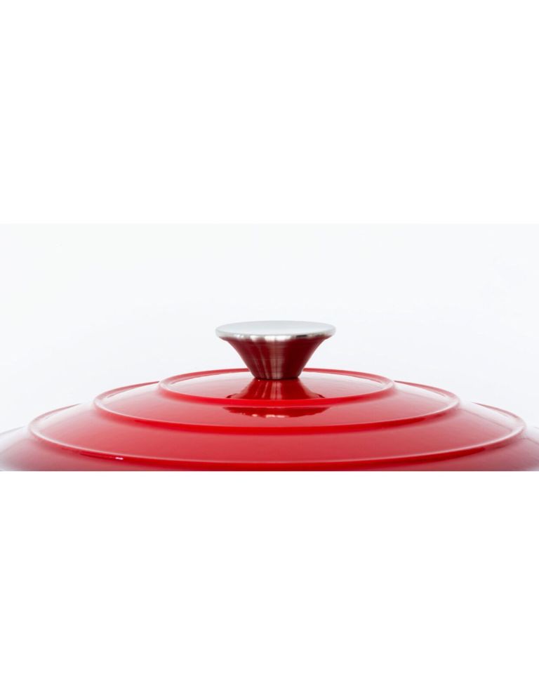 26cm enamelled cast iron french oven casserole (4.7l) red