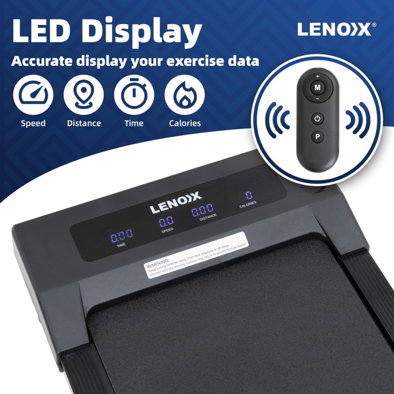 1.5 hp 52cm electric walking pad treadmill with remote control and display screen