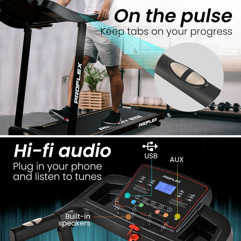 proflex trx3 electric treadmill, compact size, foldable, usb/mp3, pulse sensors proflex trx3 electric treadmill, compact size, foldable, usb/mp3, pulse sensors