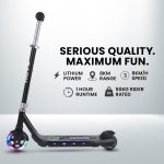 rovo kids whizkid electric scooter, ages 5 11, adjustable height, au compliant, lithium battery, brushless motor, black