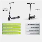 rovo kids whizkid electric scooter, ages 5 11, adjustable height, au compliant, lithium battery, brushless motor, black
