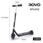 rovo kids whizkid electric scooter, ages 5 11, adjustable height, au compliant, lithium battery, brushless motor, black