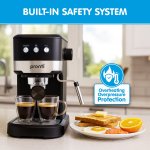 pronti cm 850d coffee machine 20 bar espresso maker with milk frother and 1.25l tank