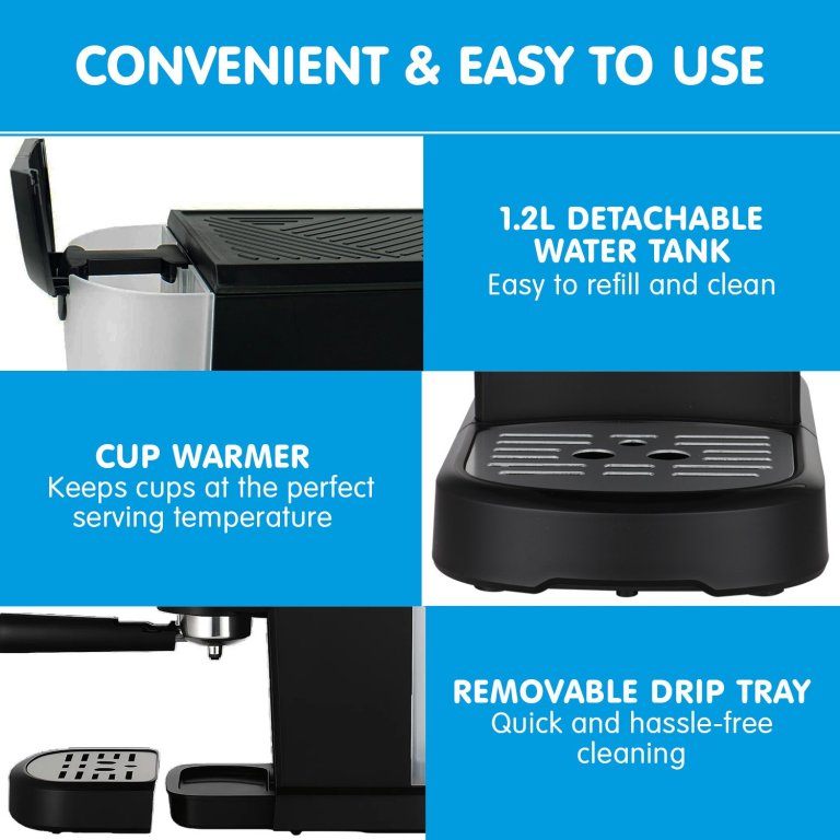 pronti cm 850d coffee machine 20 bar espresso maker with milk frother and 1.25l tank
