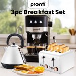 pronti breakfast set with rose gold kettle & toaster with 1.2l espresso machine white pronti breakfast set with rose gold kettle & toaster with 1.2l espresso machine white
