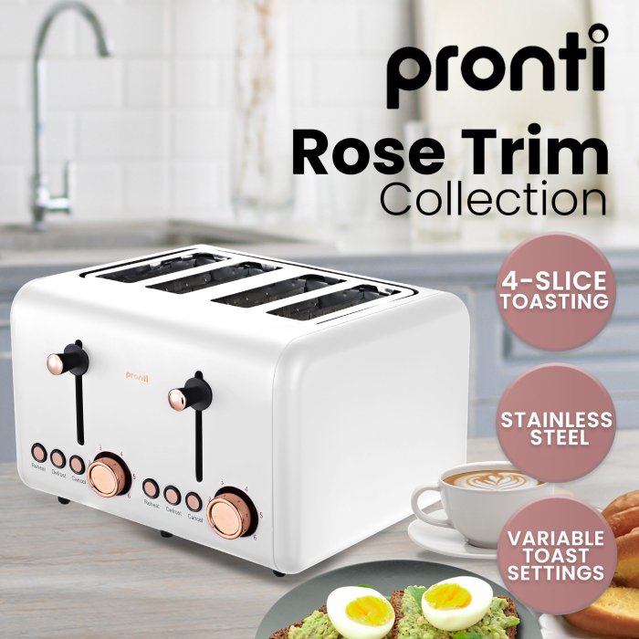 pronti breakfast set with rose gold kettle & toaster with 1.2l espresso machine white pronti breakfast set with rose gold kettle & toaster with 1.2l espresso machine white
