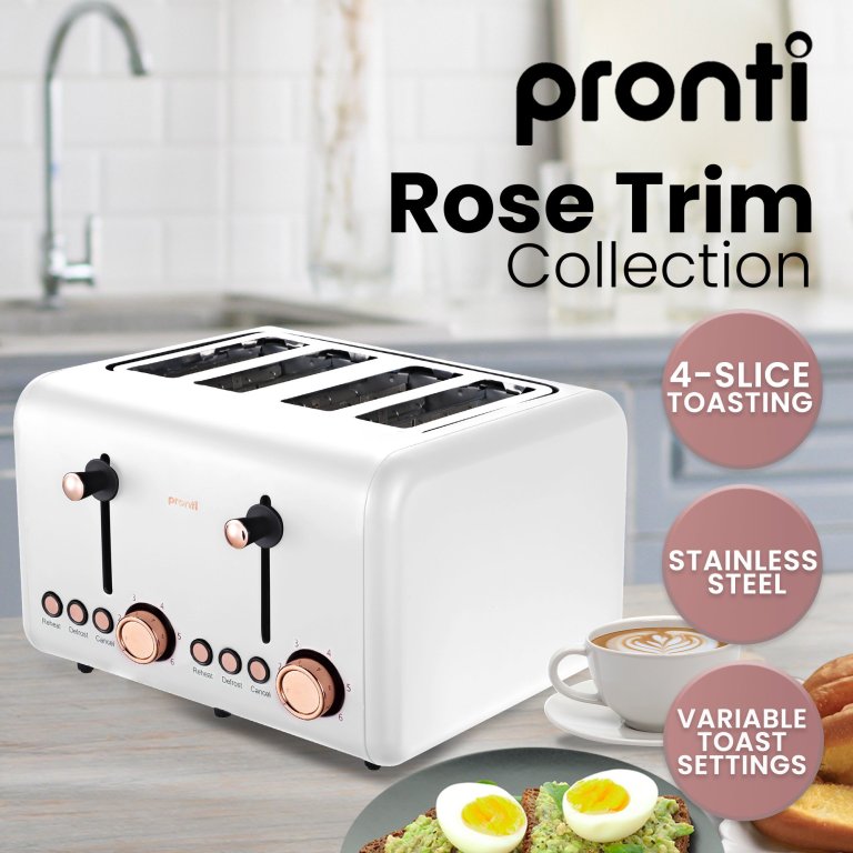 pronti breakfast set with rose gold kettle & toaster with 1.2l espresso machine white pronti breakfast set with rose gold kettle & toaster with 1.2l espresso machine white