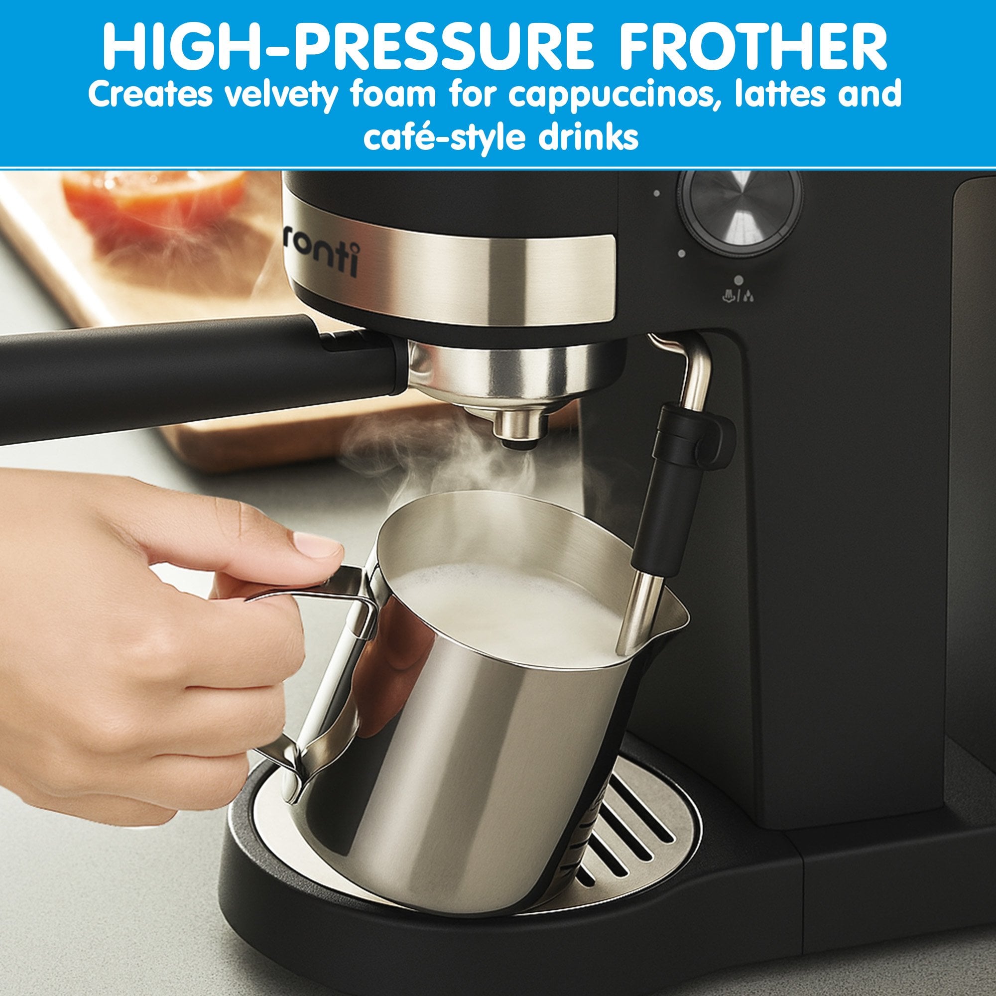 pronti breakfast set with rose gold kettle & toaster with 1.2l espresso machine white