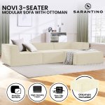 sarantino novi 3 seater modular sofa with ottoman in cream non slip bottom lounge sarantino novi 3 seater modular sofa with ottoman in cream non slip bottom lounge