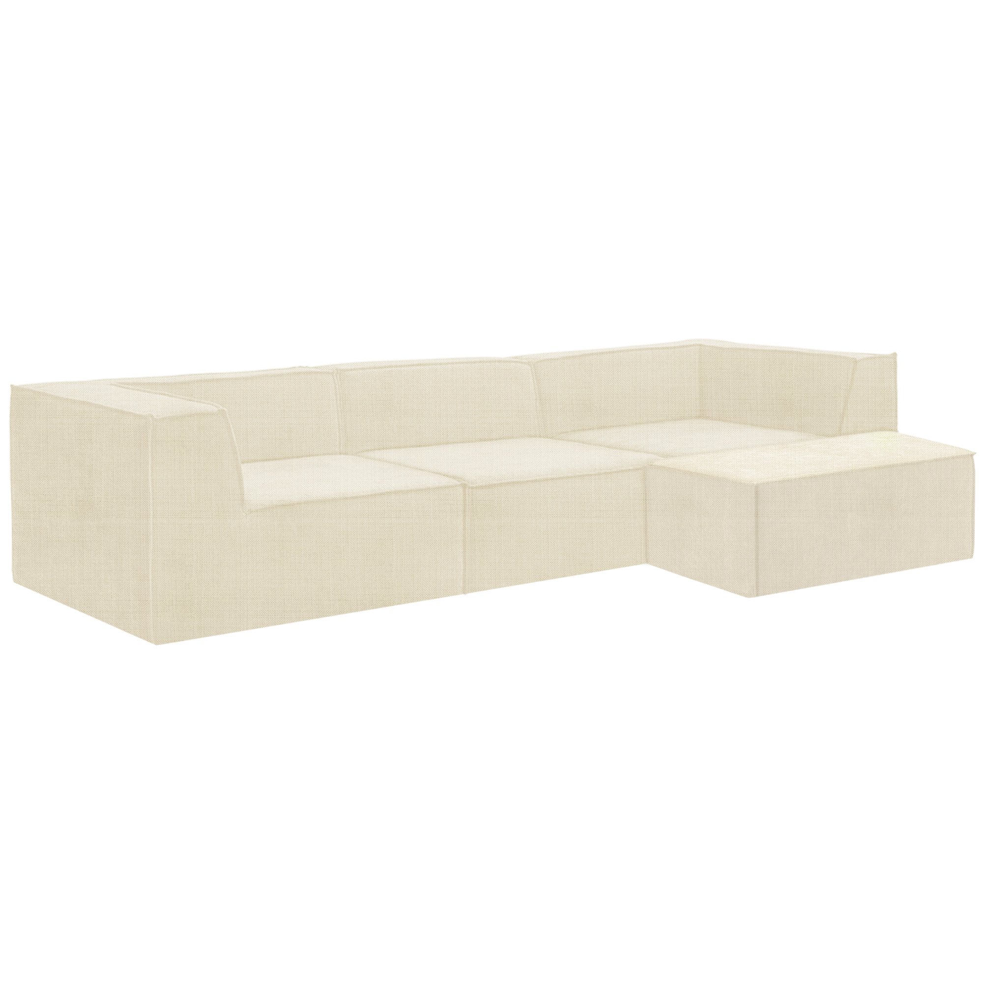 sarantino novi 3 seater modular sofa with ottoman in cream non slip bottom lounge