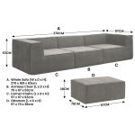 sarantino novi 3 seater modular sofa with ottoman in grey non slip bottom lounge sarantino novi 3 seater modular sofa with ottoman in grey non slip bottom lounge