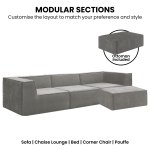sarantino novi 3 seater modular sofa with ottoman in grey non slip bottom lounge sarantino novi 3 seater modular sofa with ottoman in grey non slip bottom lounge
