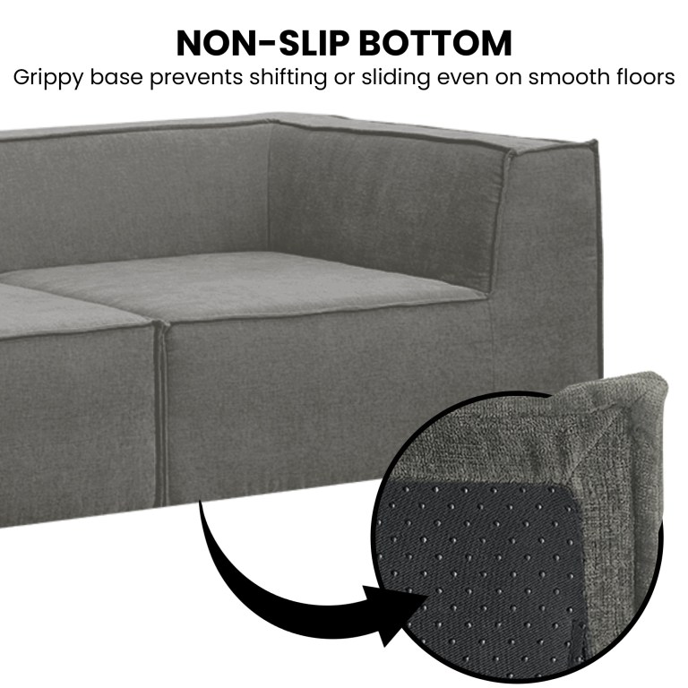 sarantino novi 3 seater modular sofa with ottoman in grey non slip bottom lounge sarantino novi 3 seater modular sofa with ottoman in grey non slip bottom lounge