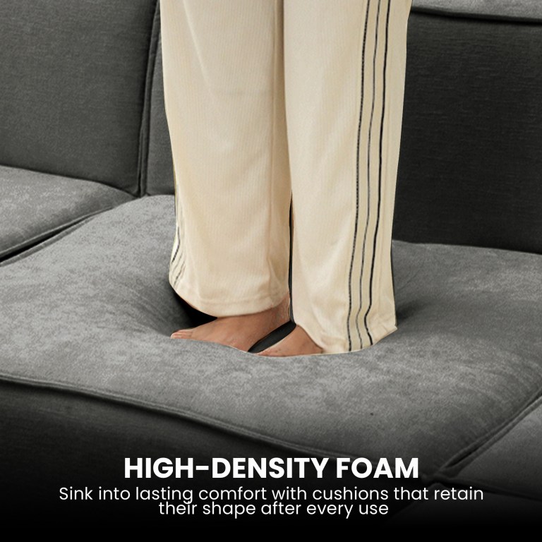sarantino novi 3 seater modular sofa with ottoman in grey non slip bottom lounge sarantino novi 3 seater modular sofa with ottoman in grey non slip bottom lounge