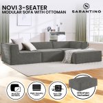 sarantino novi 3 seater modular sofa with ottoman in grey non slip bottom lounge sarantino novi 3 seater modular sofa with ottoman in grey non slip bottom lounge