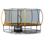 kahuna 10 ft x 15 ft oval outdoor trampoline with reversible rainbow & orange safety pad safety net and ladder kahuna 10 ft x 15 ft oval outdoor trampoline with reversible rainbow & orange safety pad safety net and ladder