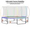 kahuna 10 ft x 15 ft oval outdoor trampoline w/ basketball set reversible rainbow & orange safety pad safety net ladder kahuna 10 ft x 15 ft oval outdoor trampoline w/ basketball set reversible rainbow & orange safety pad safety net ladder