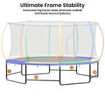 kahuna 10 ft x 15 ft oval outdoor trampoline w/ basketball set reversible rainbow & orange safety pad safety net ladder kahuna 10 ft x 15 ft oval outdoor trampoline w/ basketball set reversible rainbow & orange safety pad safety net ladder