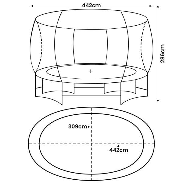 kahuna 10 ft x 15 ft oval outdoor trampoline l.e.d. basketball set reversible rainbow & orange safety pad safety net ladder kahuna 10 ft x 15 ft oval outdoor trampoline l.e.d. basketball set reversible rainbow & orange safety pad safety net ladder