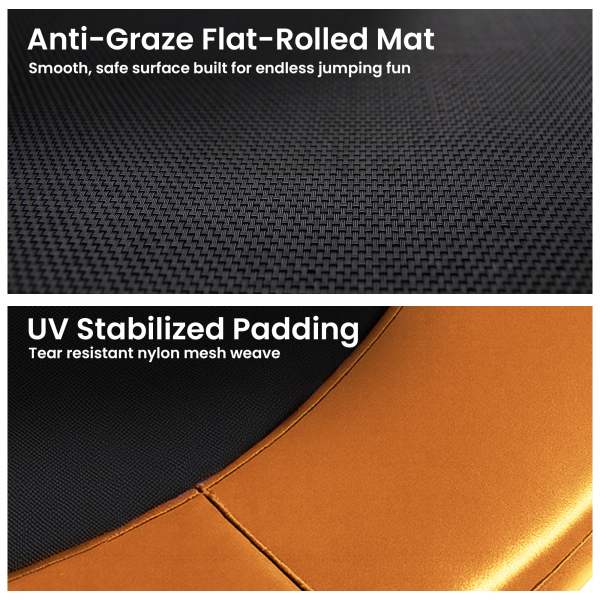 kahuna 10 ft x 15 ft oval outdoor trampoline l.e.d. basketball set reversible rainbow & orange safety pad safety net ladder kahuna 10 ft x 15 ft oval outdoor trampoline l.e.d. basketball set reversible rainbow & orange safety pad safety net ladder