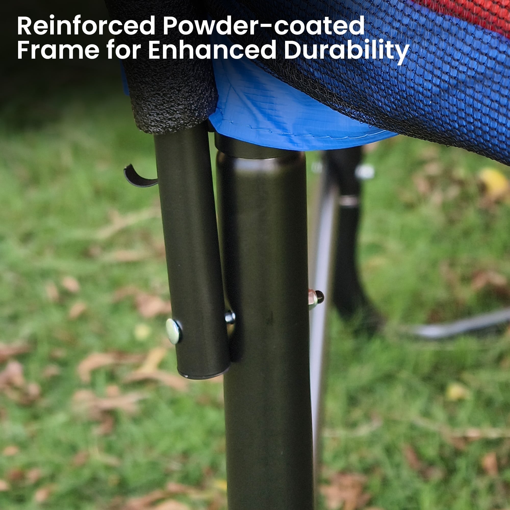 kahuna 10 ft x 15 ft oval outdoor trampoline l.e.d. basketball set reversible rainbow & orange safety pad safety net ladder