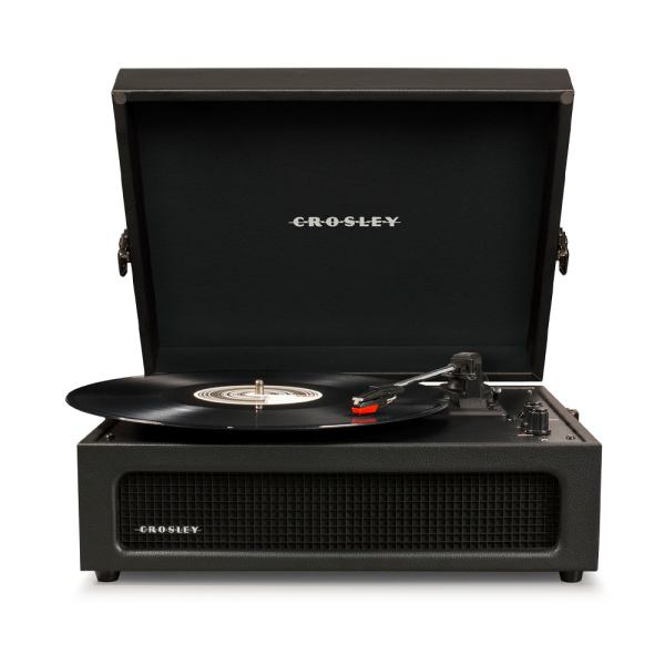 crosley voyager bluetooth portable turntable black + gadhouse vinyl rack bundle black