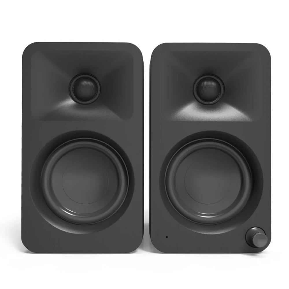 kanto obi3 turntable matte black with kanto ora 100w powered speakers black bundle