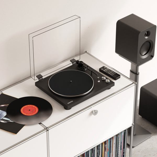 kanto obi3 turntable with bluetooth 5.3, preamp, and pitch control matte black