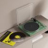 kanto obi3 turntable matte green with kanto ora 100w powered speakers black bundle