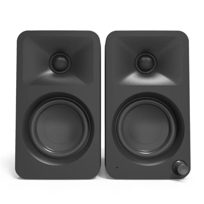 kanto obi3 turntable matte green with kanto ora 100w powered speakers black bundle