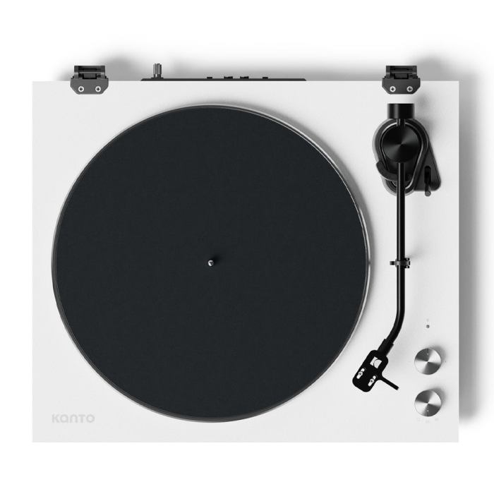 kanto obi3 turntable with bluetooth 5.3, preamp, and pitch control matte white