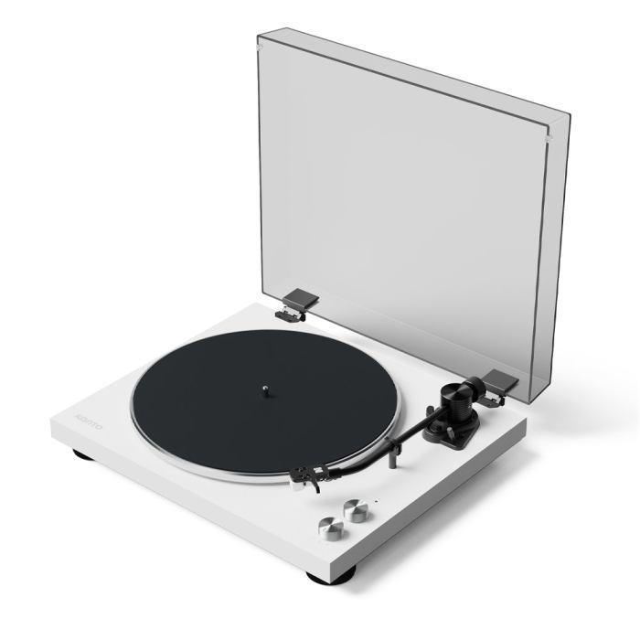 kanto obi3 turntable with bluetooth 5.3, preamp, and pitch control matte white