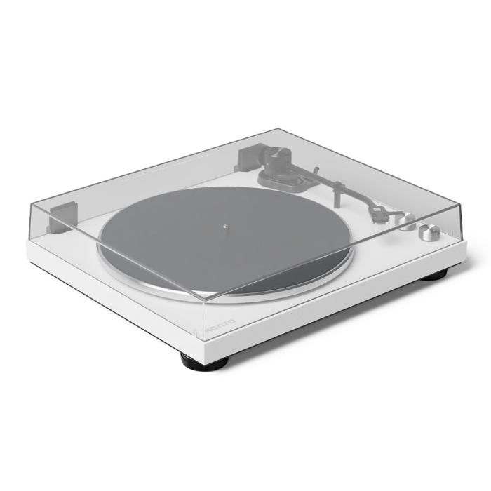 kanto obi3 turntable with bluetooth 5.3, preamp, and pitch control matte white